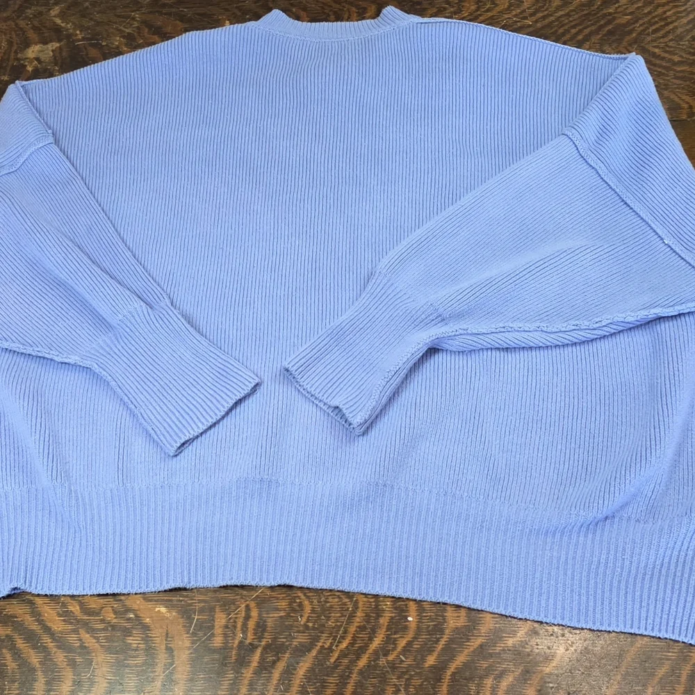 Free People Oversized Bohemian Easy Street Tunic Light Blue Crew Neck Sweater - Picture 9 of 11